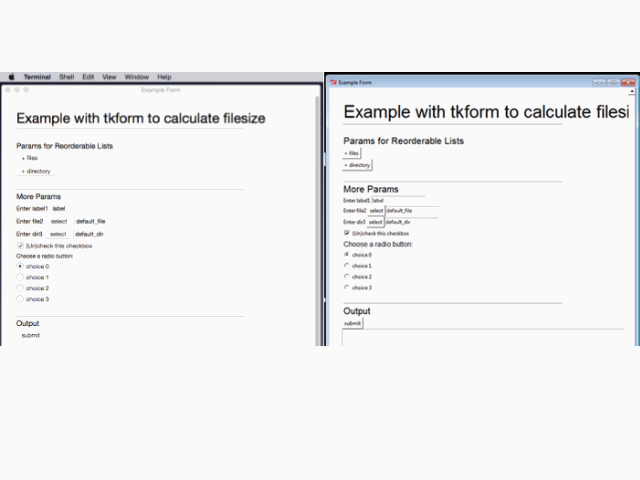 Screenshot tkform gui